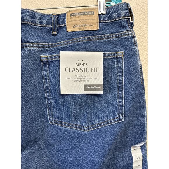 VTG NWT Eddie Bauer Men's Classic Fit 40x30 Denim Jeans Cotton Workwear - Picture 3 of 5